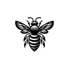 Professional black and white bee logo, suitable for a variety of industries. Minimalistic aesthetic, isolated on a white background. Silhouette icon of a wasp. simple logo of a honeybee.
