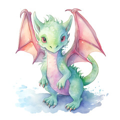 Beautiful Dragon Watercolor Clipart, Design for Your Project, Ai Generative
