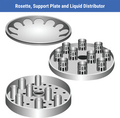 Vector Illustration for Rosette Support Plate and Liquid Distributor