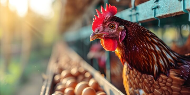 Organic farm raising chickens. Generative Ai.