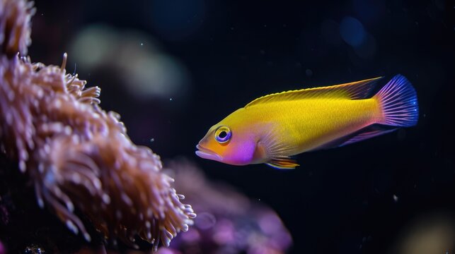 Dottyback in the solid black background