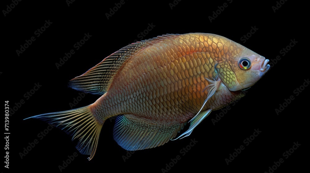 Wall mural Gourami in the solid black background