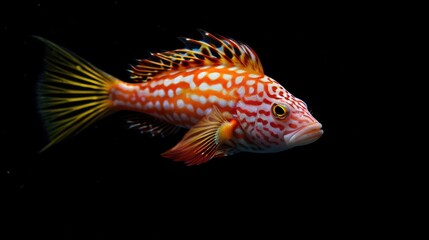 Hawkfish in the solid black background