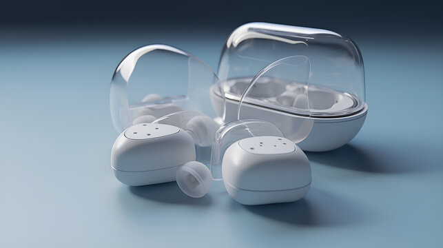 White Earbuds and a Case - Powered by Adobe