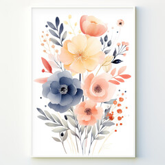 greeting frame card with floral print for valentines, birthdays, bridal shower, room wall decor