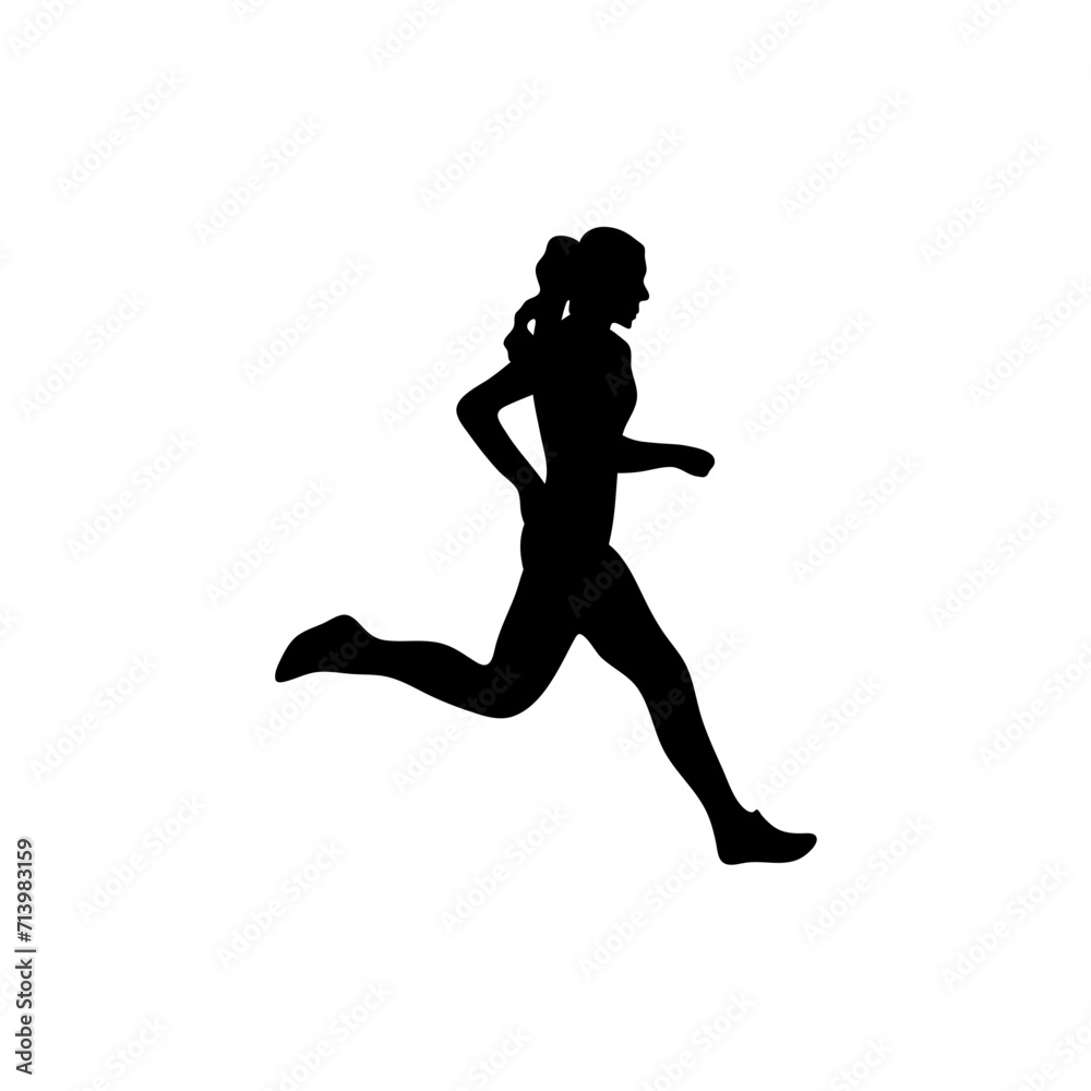 Wall mural running people silhouette