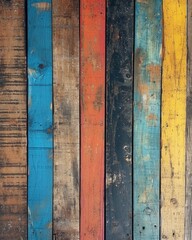 Close Up of Vibrant Multicolored Wooden Wall