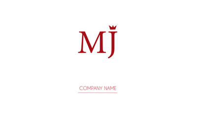 MJ or JM Minimal Logo design vector Art Illustration 