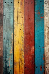Multicolored Wooden Wall With Peeling Paint