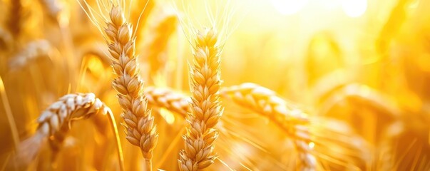 Golden ears of wheat in autumn