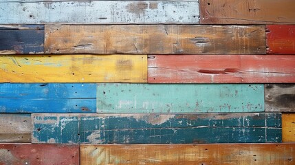 Close Up of Vibrant Multicolored Wooden Wall