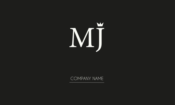 MJ or JM Minimal Logo design vector Art Illustration 