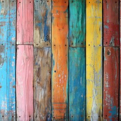 Peeling Paint on Multicolored Wooden Wall