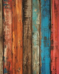 Close-up of Colorful Wooden Wall