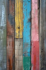 Close-up of Vibrant Multi-Colored Wooden Fence