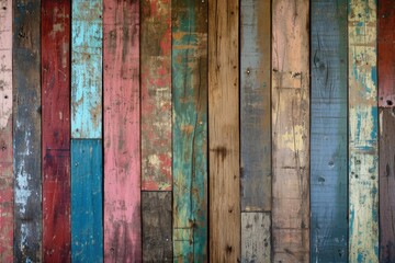 Colorful Board Wall With Various Wood Textures