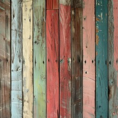 Close-up of Colorful Wooden Wall