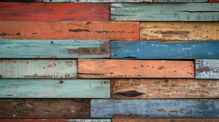 Colorful Wooden Plank Wall