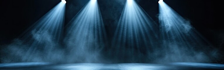 Obraz premium Stage With Three Spotlights on Black Background
