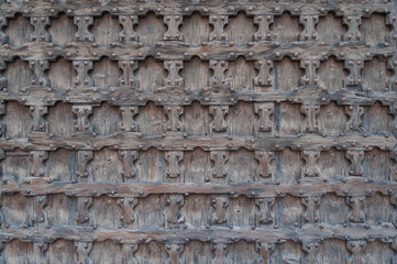 background in the form of an ancient wooden wall in a church