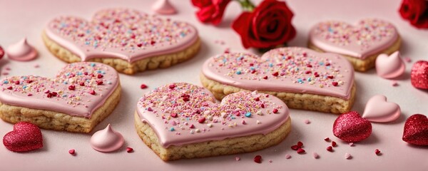 a sweet treat this Valentine's Day with our unique and visually stunning heart-shaped cookies, adorned with delicate icing and sprinkles