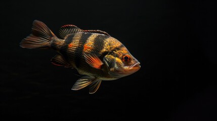 Fototapeta premium Perch in the solid black background