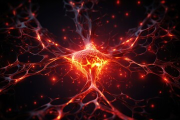 Illustration of neuron cell with neurons and nervous system. Abstract background