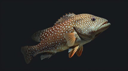 Dotted Grouper in the solid black background