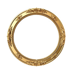 Antique luxury circle frame gold isolated, Generative AI