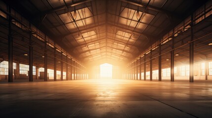 Naklejka premium Sunlit Warehouse, A Spacious and Bright Industrial Space