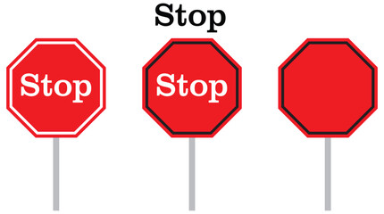 Stop road sign for traffic on transparent background vector illustration.