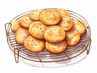 Obraz na płótnie Canvas Freshly Baked Cookies Cooling on Wire Rack AI Generated AI Generated
