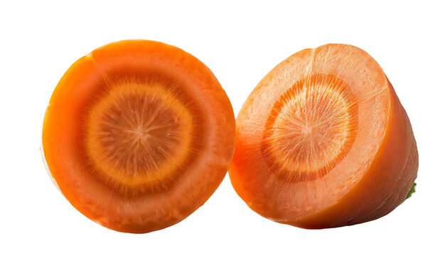 Carrot with slice isolated on a transparent background.