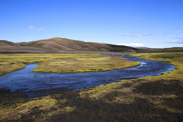 green highlands of iceland in summer