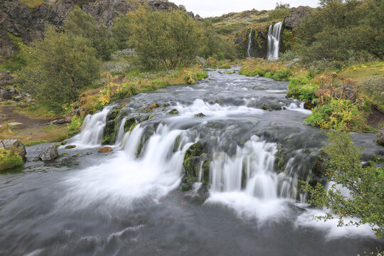 longe exposure image of an icelandic waterfall