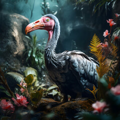 Fototapeta premium Dodo bird. A look at an extinct bird in the wild. 