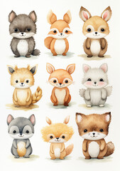 card collection with cute doodle animals of nursery room for kids, Perfect for poster, birthday, baby book, children room, anniversary, baby shower