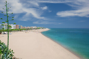 Beach and Village of Calella,Costa del Maresme,Catalonia,mediterranean Sea,Spain