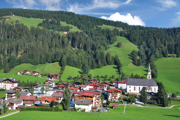 Fototapeta na wymiar Village of Oberau in Wildschoenau,Tirol,Austria