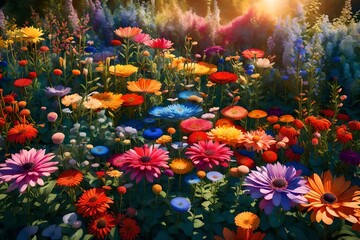 Obraz na płótnie Canvas colorful flowers in the garden