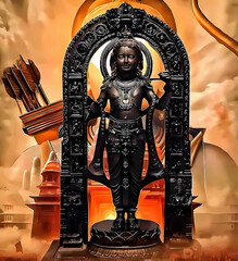 statue of liberty ayodhya ram lala murti lord ram idol in ayodhya - obrazy, fototapety, plakaty