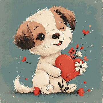 cute animal showing love , valentines day special