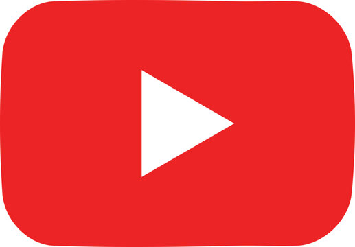 Red YouTube logo on a transparent background. Realistic social media icon logotype. YouTube video and music icon.