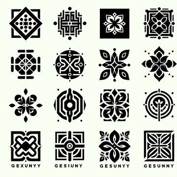 Set of black and white Logo patterns, seamless, vector, design, black, tire, illustration