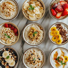 Healthy Oatmeal Bowls with Fruit Toppings