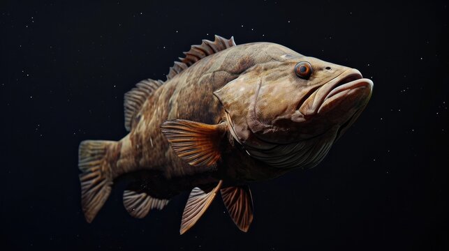 Grouper in the solid black background