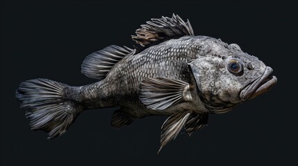 Fototapeta premium Wolffish in the solid black background