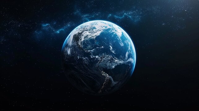 Cinematic shot of planet earth globe clouds and space background. © Alizeh