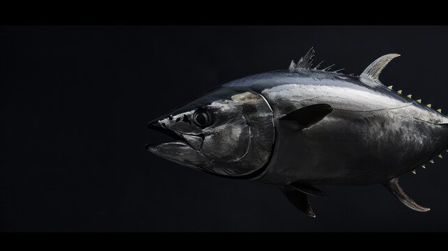 Pacific Bluefin Tuna in the solid black background