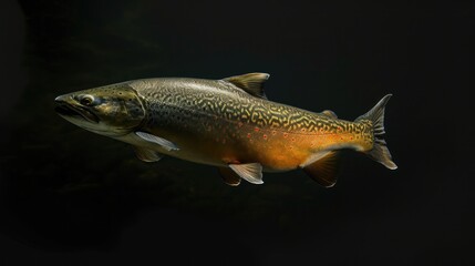 Fototapeta premium Arctic Char in the solid black background